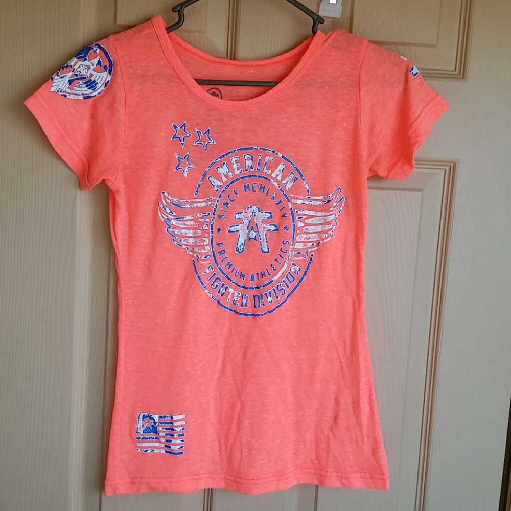 Neon orange American fighter shirt
